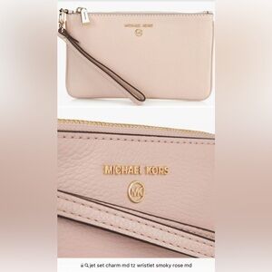 Michael Kors Jet Set Charm Smoky Rose Leather Wristlet. NWT.